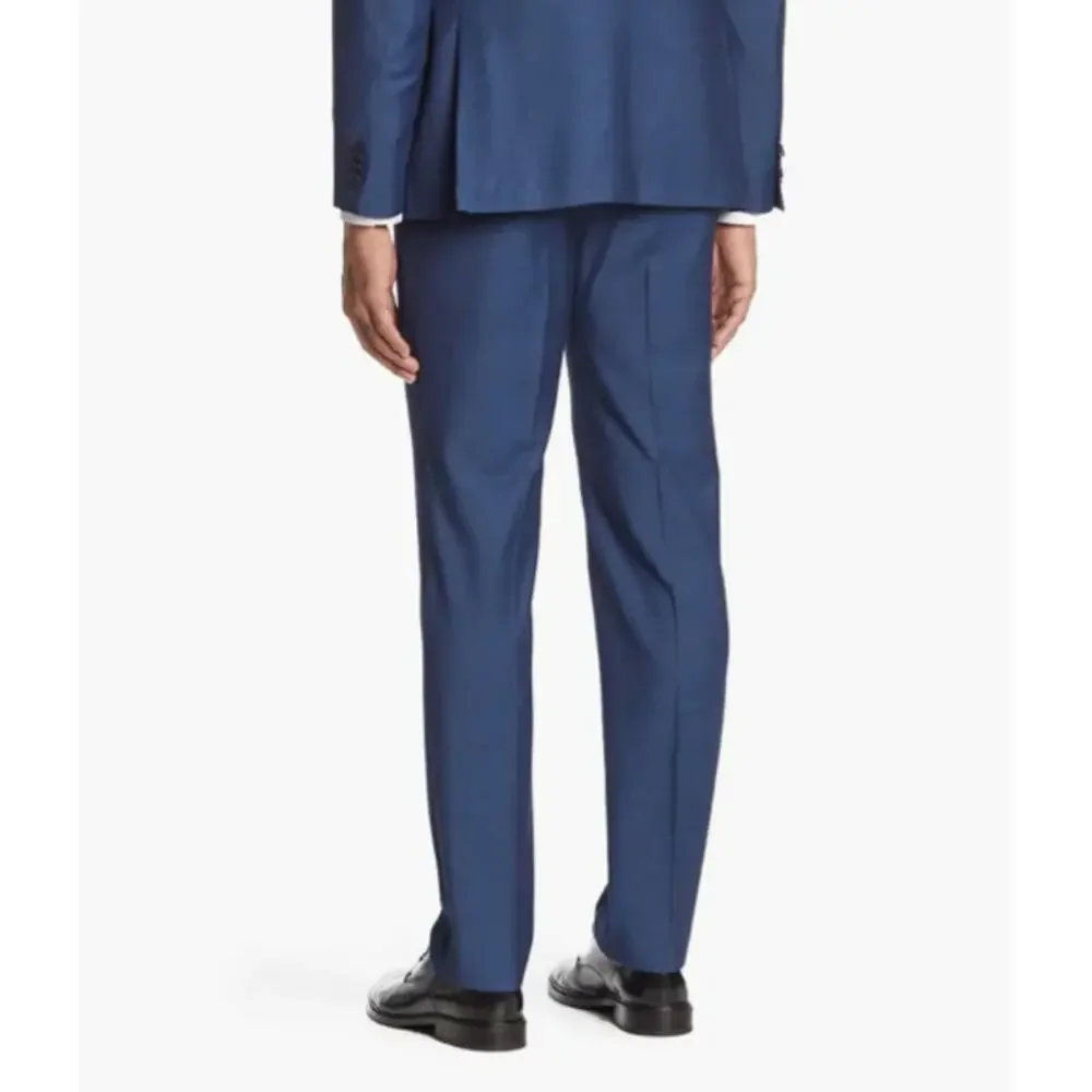 SAVILE ROW CO Men Brixton Suit Pant 36x33 Navy Blue Extra Trim Fit Trouser